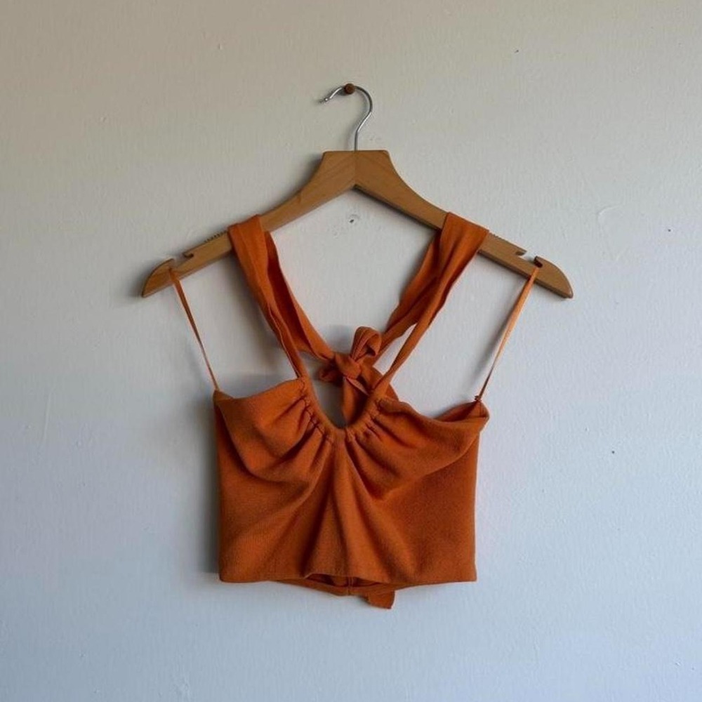 Zara orange crop top with tie back detail